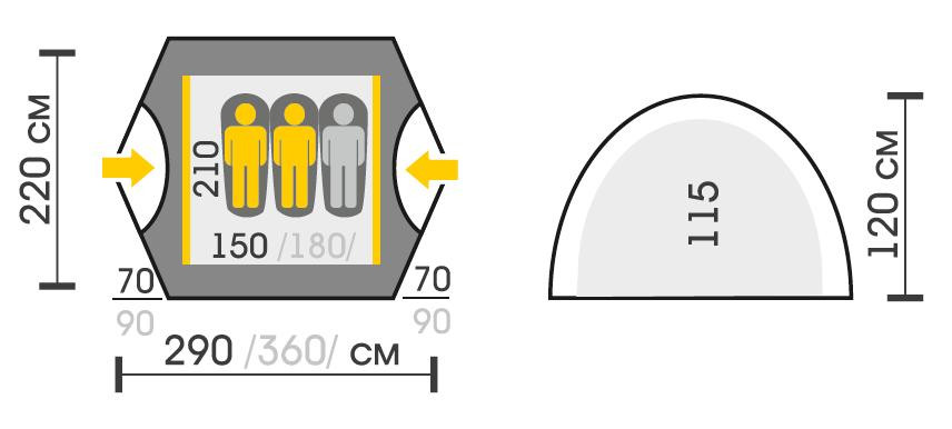 Палатка Boyard pro 3 Talberg, красный цвет, диаметр дуг 9,5 мм