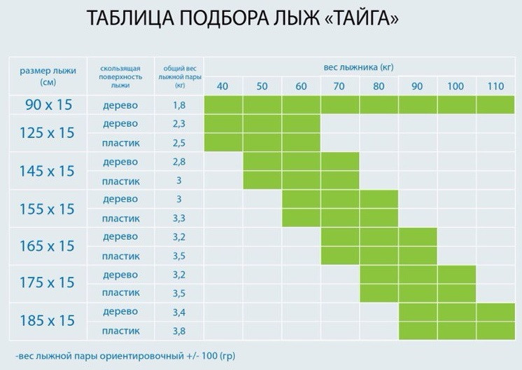 Лыжи Тайга, дерево-пластик, длина 175 см, ширина 150 мм
