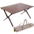 Стол кемпинговый складной 86*58*44 см, цвет: темное дерево, каркас алюминий