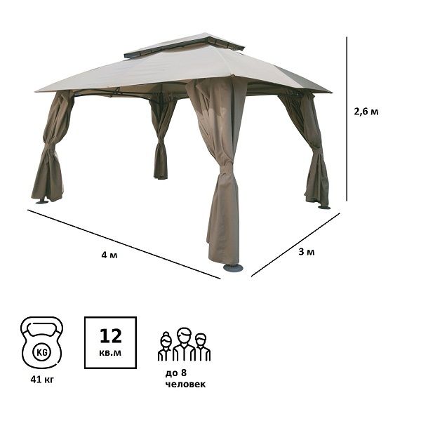 Шатер-беседка 1068 3х4м полиэстер, Green Glade